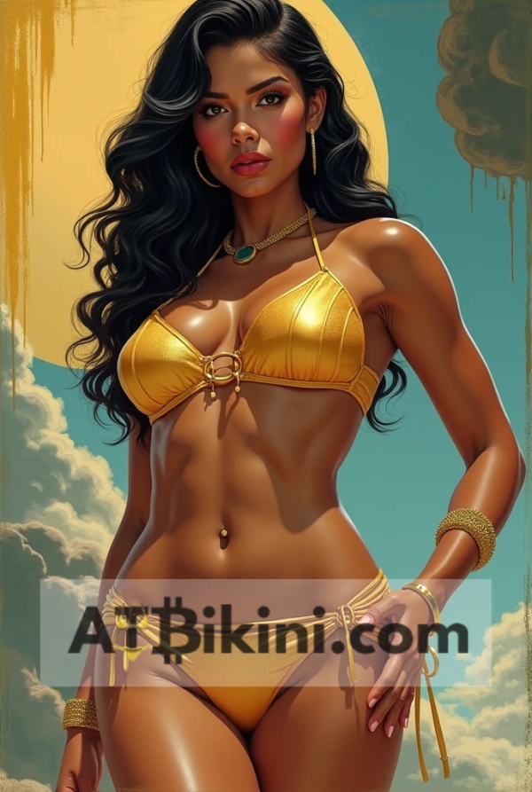 Papua New Guinea pinup contest atbikini golden bikini