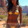Arizona woman in Golden Bikini in Arizona desert