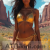 Arizona woman in Golden Bikini in Arizona desert