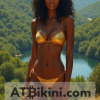 Arkansas Bikini Woman in golden bikini with Arkansas nature background