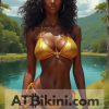 Arkansas Bikini Woman in golden bikini with Arkansas nature background