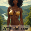 Arkansas Bikini Woman in golden bikini with Arkansas nature background