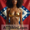 Arkansas Bikini Woman in golden bikini with Arkansas flag