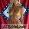 Arkansas Bikini Woman in golden bikini with Arkansas flag