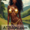 Arkansas Bikini Woman in golden bikini with Arkansas nature background