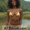 Maryland golden bikini contest, woman in Golden bikini in front of Maryland natural beauty