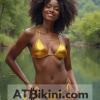 Maryland golden bikini contest, woman in Golden bikini in front of Maryland natural beauty