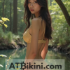 Maryland golden bikini contest, woman in Golden bikini in front of Maryland natural beauty