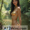 Maryland golden bikini contest, woman in Golden bikini in front of Maryland natural beauty
