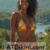 Maryland golden bikini contest, woman in Golden bikini in front of Maryland natural beauty