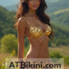 Maryland golden bikini contest, woman in Golden bikini in front of Maryland natural beauty