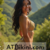 Maryland golden bikini contest, woman in Golden bikini in front of Maryland natural beauty