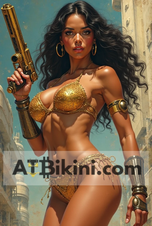 barbados pinup poster atbikini golden bikini