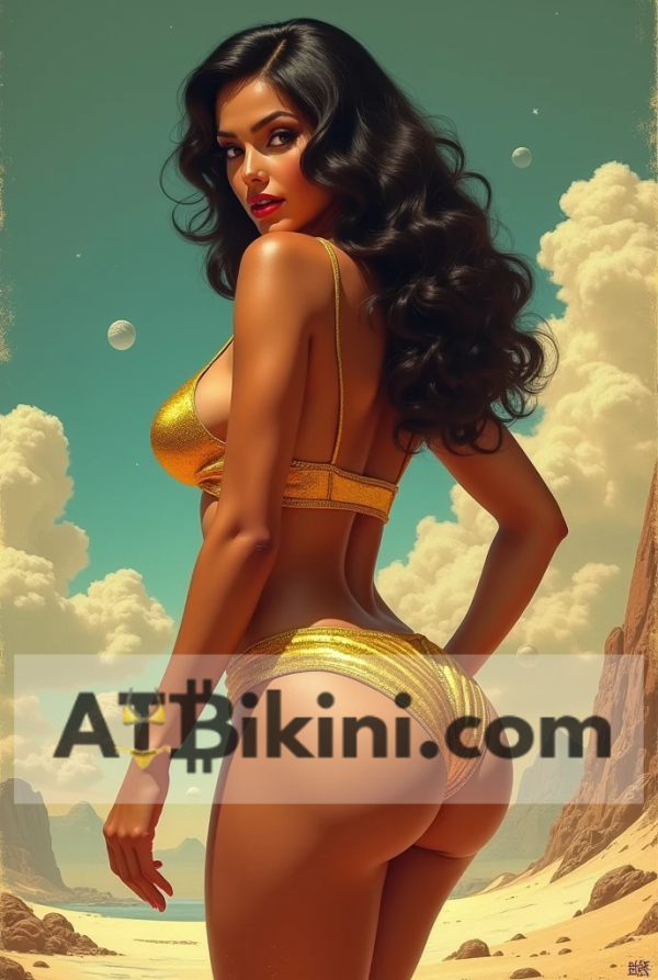 barbados pinup poster atbikini golden bikini