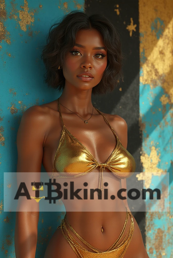 botswana pinup golden bikini woman