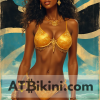botswana pinup golden bikini woman