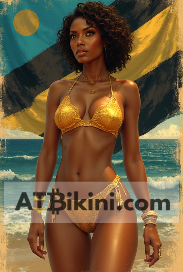 botswana pinup golden bikini woman