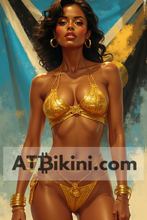 botswana pinup golden bikini woman