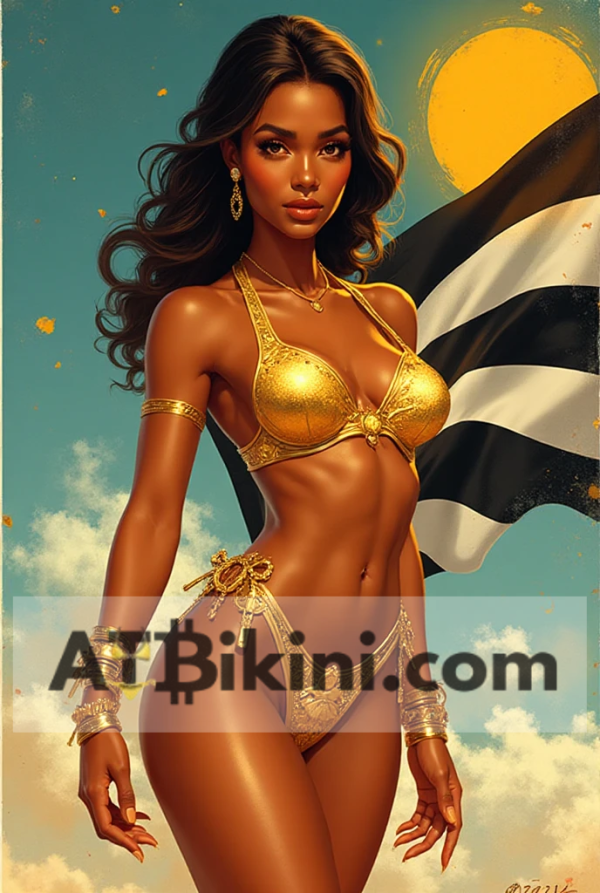 botswana pinup golden bikini woman