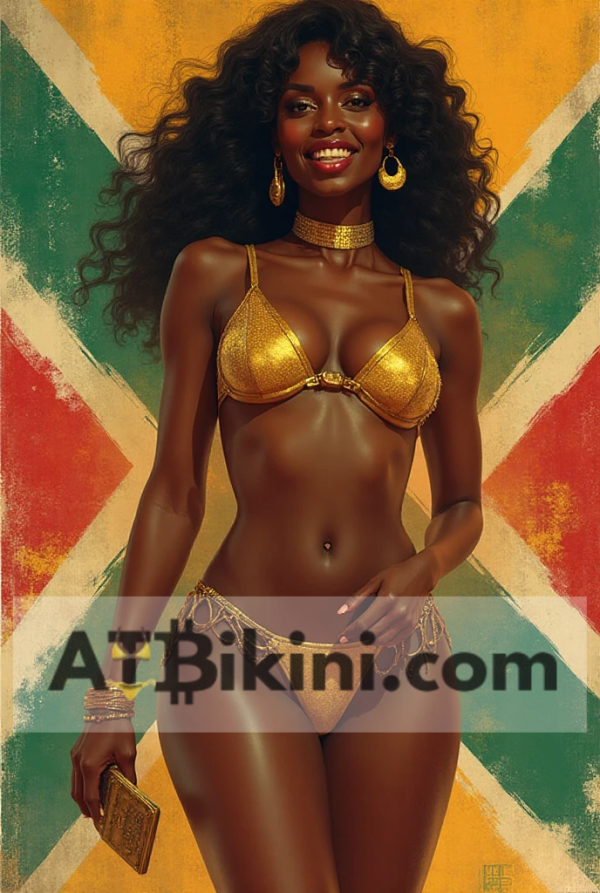 botswana pinup golden bikini woman