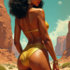 pinup botswana in golden bikini