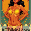 brunei pinup poster. Brunei woman in golden bikini
