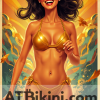 brunei pinup poster. Brunei woman in golden bikini