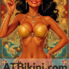 brunei pinup poster. Brunei woman in golden bikini