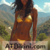 California bikini woman in golden bikini in California nature