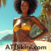 California bikini woman in golden bikini in California nature