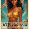 fiji bikini pinup - Fiji woman in golden bikini