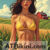 Indiana bikini contest, woman in Golden bikini in front of Indiana nature beauty