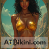Solomon Islands pinup in golden bikini