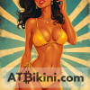 Solomon Islands pinup in golden bikini