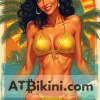 Solomon Islands pinup in golden bikini