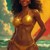 zimbawbwe pinup woman golden bikini zimbawbwe
