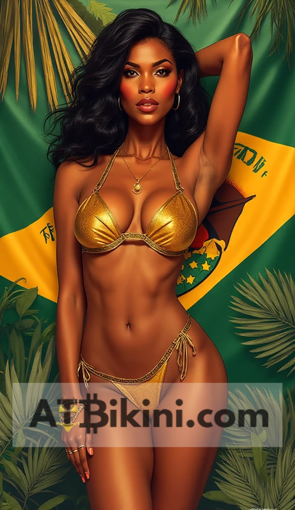 eswatini Pinup Poster woman in Golden bikini