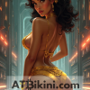 Eswatini Pinup Poster woman in Golden bikini