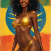 Woman Ethiopia gold bikini pinup