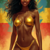 Ethiopia pinup golden bikini woman