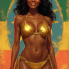 Bikini woman Ethiopia pinup art