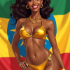 Golden bikini Ethiopia pinup woman